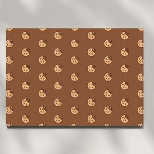 Brown greeting card with repeating cookie illustration pattern