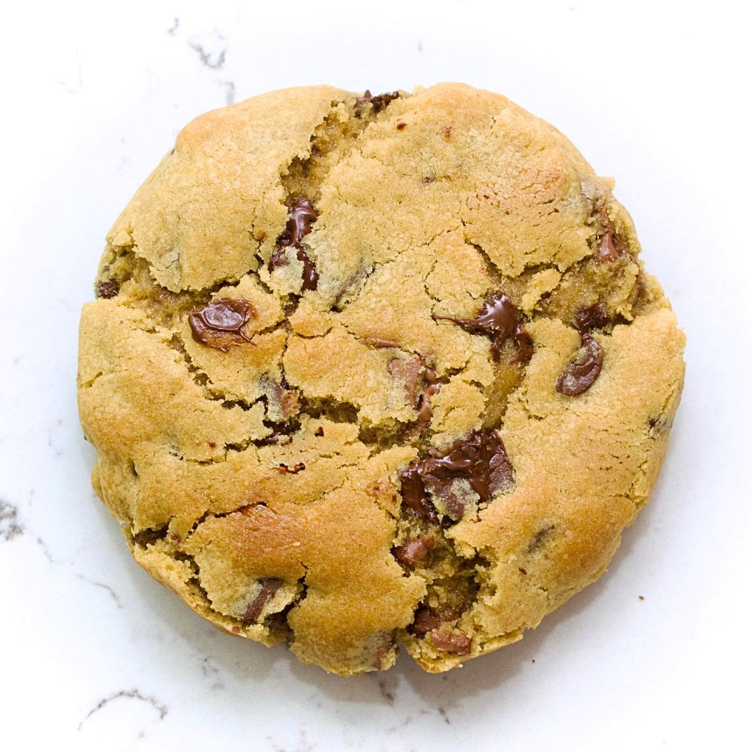 Classic Chocolate cookie with a golden surface and visible chocolate chunks