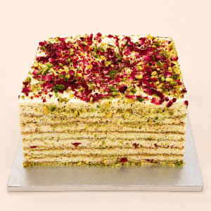 Pistachio, Raspberry & Rose Layer Cake