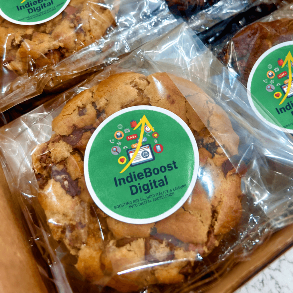 Individually wrapped NYC-style cookie with custom branded packaging