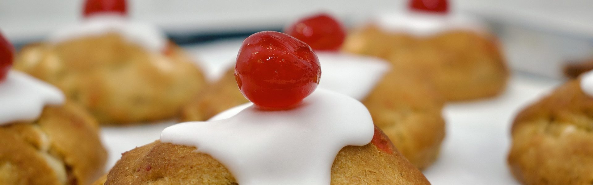 Cherry Bakewell Cookies on tray